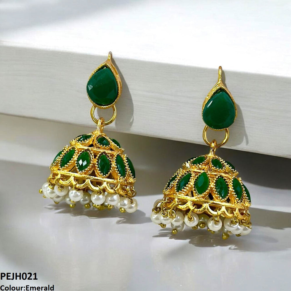 Ruby Red Traditional Jhumka Earrings