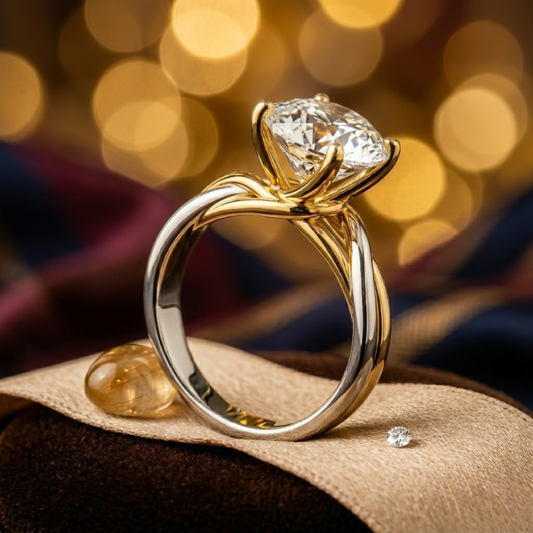 The Eternal Twist: Solitaire Diamond Engagement Ring in 18K Yellow Gold