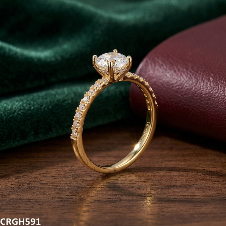 Elegant 14K Gold-Plated Round Cut Solitaire Engagement Ring – CRGH591
